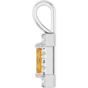 Sterling Silver 5x3 mm Natural Citrine & 1/8 CTW Natural Diamond Halo-Style Pendant