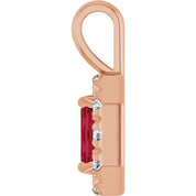 14K Rose 5x3 mm Natural Ruby & 1/8 CTW Natural Diamond Halo-Style Pendant