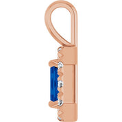 14K Rose 5x3 mm Lab-Grown Blue Sapphire & 1/8 CTW Natural Diamond Halo-Style Pendant