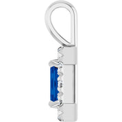 Sterling Silver 5x3 mm Natural Blue Sapphire & 1/8 CTW Natural Diamond Halo-Style Pendant