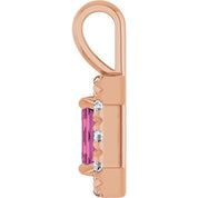 14K Rose 5x3 mm Natural Pink Tourmaline & 1/8 CTW Natural Diamond Halo-Style Pendant