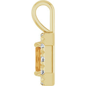 14K Yellow 5x3 mm Natural Citrine & 1/8 CTW Natural Diamond Halo-Style Pendant