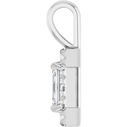 Sterling Silver 5x3 mm Natural White Sapphire & 1/8 CTW Natural Diamond Halo-Style Pendant