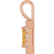 14K Rose 5x3 mm Natural Citrine & 1/8 CTW Natural Diamond Halo-Style Pendant