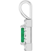 Platinum 5x3 mm Natural Emerald & 1/8 CTW Natural Diamond Halo-Style Pendant