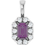14K Lab-Grown Emerald & Alexandrite 5x3 mm with 1/8 CTW Natural Diamond Halo Pendant