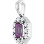 14K Lab-Grown Emerald & Alexandrite 5x3 mm with 1/8 CTW Natural Diamond Halo Pendant