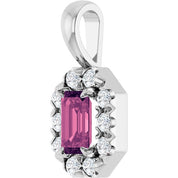 Sterling Silver 5x3 mm Natural Pink Tourmaline & 1/8 CTW Natural Diamond Halo-Style Pendant