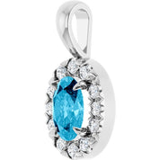 14K White 6x4 mm Natural Aquamarine & 1/10 CTW Natural Diamond Halo-Style Pendant