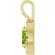 14K Yellow 6x4 mm Natural Peridot & 1/10 CTW Natural Diamond Halo-Style Pendant