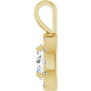 14K Yellow 6x4 mm Natural White Sapphire & 1/10 CTW Natural Diamond Halo-Style Pendant