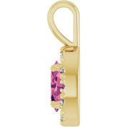 14K Yellow 6x4 mm Natural Pink Tourmaline & 1/10 CTW Natural Diamond Halo-Style Pendant