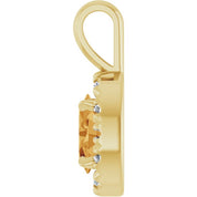 14K Yellow 6x4 mm Natural Citrine & 1/10 CTW Natural Diamond Halo-Style Pendant