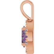 14K Lab-Grown Alexandrite & Emerald with Natural Diamond Halo-Style Pendant