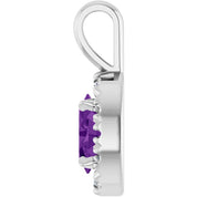 Sterling Silver 6x4 mm Natural Amethyst & 1/10 CTW Natural Diamond Halo-Style Pendant