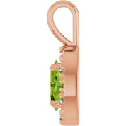14K Rose 6x4 mm Natural Peridot & 1/10 CTW Natural Diamond Halo-Style Pendant