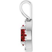 Sterling Silver 6x4 mm Natural Mozambique Garnet & 1/10 CTW Natural Diamond Halo-Style Pendant
