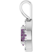 Platinum 6x4 mm Lab-Grown Alexandrite & 1/10 CTW Natural Diamond Halo-Style Pendant