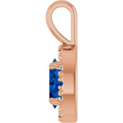 14K Rose 6x4 mm Lab-Grown Blue Sapphire & 1/10 CTW Natural Diamond Halo-Style Pendant