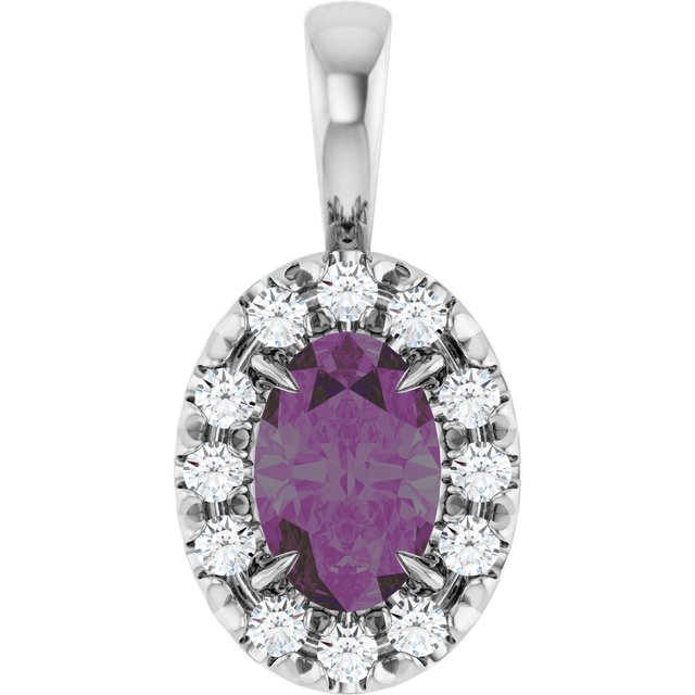 14K Lab-Grown Alexandrite & Emerald with Natural Diamond Halo-Style Pendant