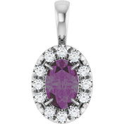Sterling Silver 6x4 mm Lab-Grown Alexandrite & 1/10 CTW Natural Diamond Halo-Style Pendant