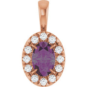 14K Lab-Grown Alexandrite & Emerald with Natural Diamond Halo-Style Pendant
