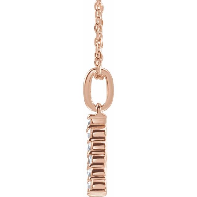 14K Rose 1/5 CTW Lab-Grown Diamond Initial A 16-18" Necklace