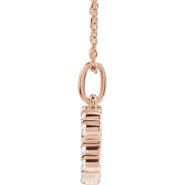 14K Rose 1/4 CTW Lab-Grown Diamond Initial B 16-18" Necklace
