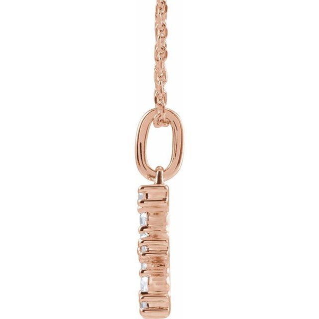 14K Rose 1/5 CTW Lab-Grown Diamond Initial E 16-18" Necklace
