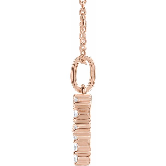 14K Rose 1/6 CTW Lab-Grown Diamond Initial F 16-18" Necklace
