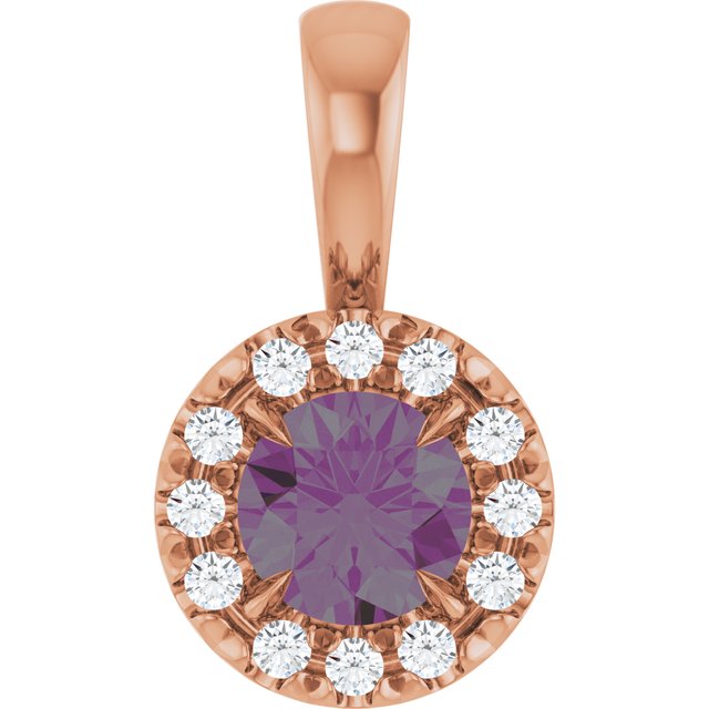 14K Lab-Grown Alexandrite & Emerald with Natural Diamond Halo-Style Pendant