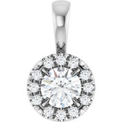 14K White 1/4 CTW Natural Diamond Halo-Style Pendant