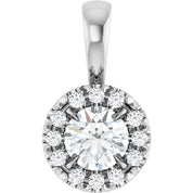 14K White 1/4 CTW Natural Diamond Halo-Style Pendant