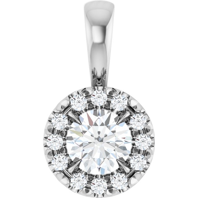 14K White 1/4 CTW Natural Diamond Halo-Style Pendant