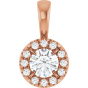 14K Rose 1/4 CTW Natural Diamond Halo-Style Pendant