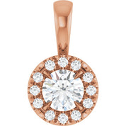 14K Rose 1/4 CTW Natural Diamond Halo-Style Pendant