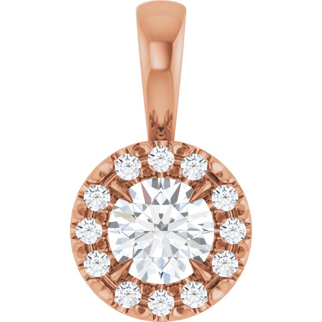 14K Rose 1/4 CTW Natural Diamond Halo-Style Pendant