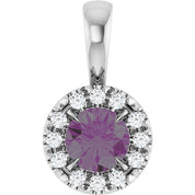 14K Lab-Grown Alexandrite & Emerald with Natural Diamond Halo-Style Pendant