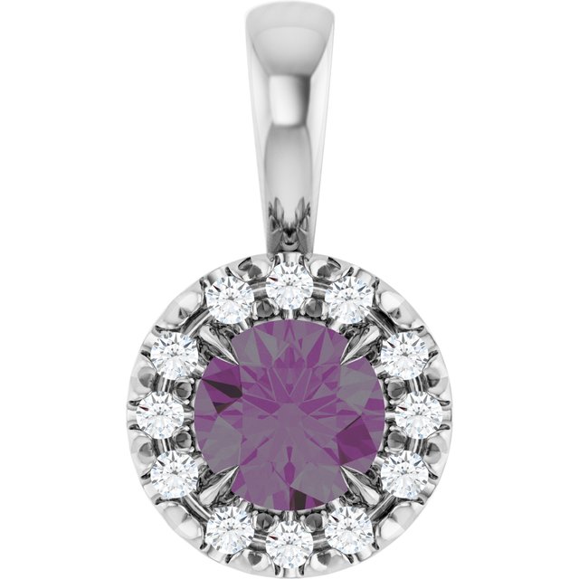 14K Lab-Grown Alexandrite & Emerald with Natural Diamond Halo-Style Pendant