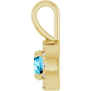 14K Yellow 4 mm Natural Aquamarine & .05 CTW Natural Diamond Halo-Style Pendant