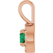 14K Rose 4 mm Lab-Grown Emerald & .05 CTW Natural Diamond Halo-Style Pendant