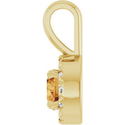 14K Yellow 4 mm Natural Citrine & .05 CTW Natural Diamond Halo-Style Pendant