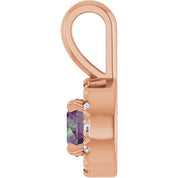 14K Lab-Grown Alexandrite & Emerald with Natural Diamond Halo-Style Pendant
