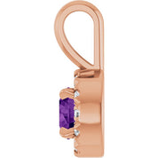 14K Rose 4 mm Natural Amethyst & .05 CTW Natural Diamond Halo-Style Pendant