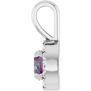 14K Lab-Grown Alexandrite & Emerald with Natural Diamond Halo-Style Pendant