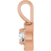 14K Rose 4 mm Natural White Sapphire & .05 CTW Natural Diamond Halo-Style Pendant