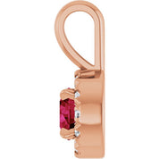 14K Rose 4 mm Lab-Grown Ruby & .05 CTW Natural Diamond Halo-Style Pendant