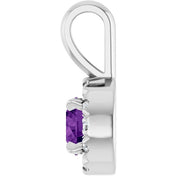 Sterling Silver 4 mm Natural Amethyst & .05 CTW Natural Diamond Halo-Style Pendant
