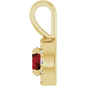 14K Yellow 4 mm Natural Mozambique Garnet & .05 CTW Natural Diamond Halo-Style Pendant