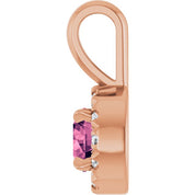 14K Rose 4 mm Natural Pink Tourmaline & .05 CTW Natural Diamond Halo-Style Pendant